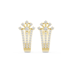 14K Solid Gold Lab Diamond Flower Cluster Earrings, Yellow Gold