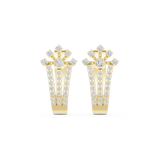 14K Solid Gold Lab Diamond Flower Cluster Earrings, Yellow Gold