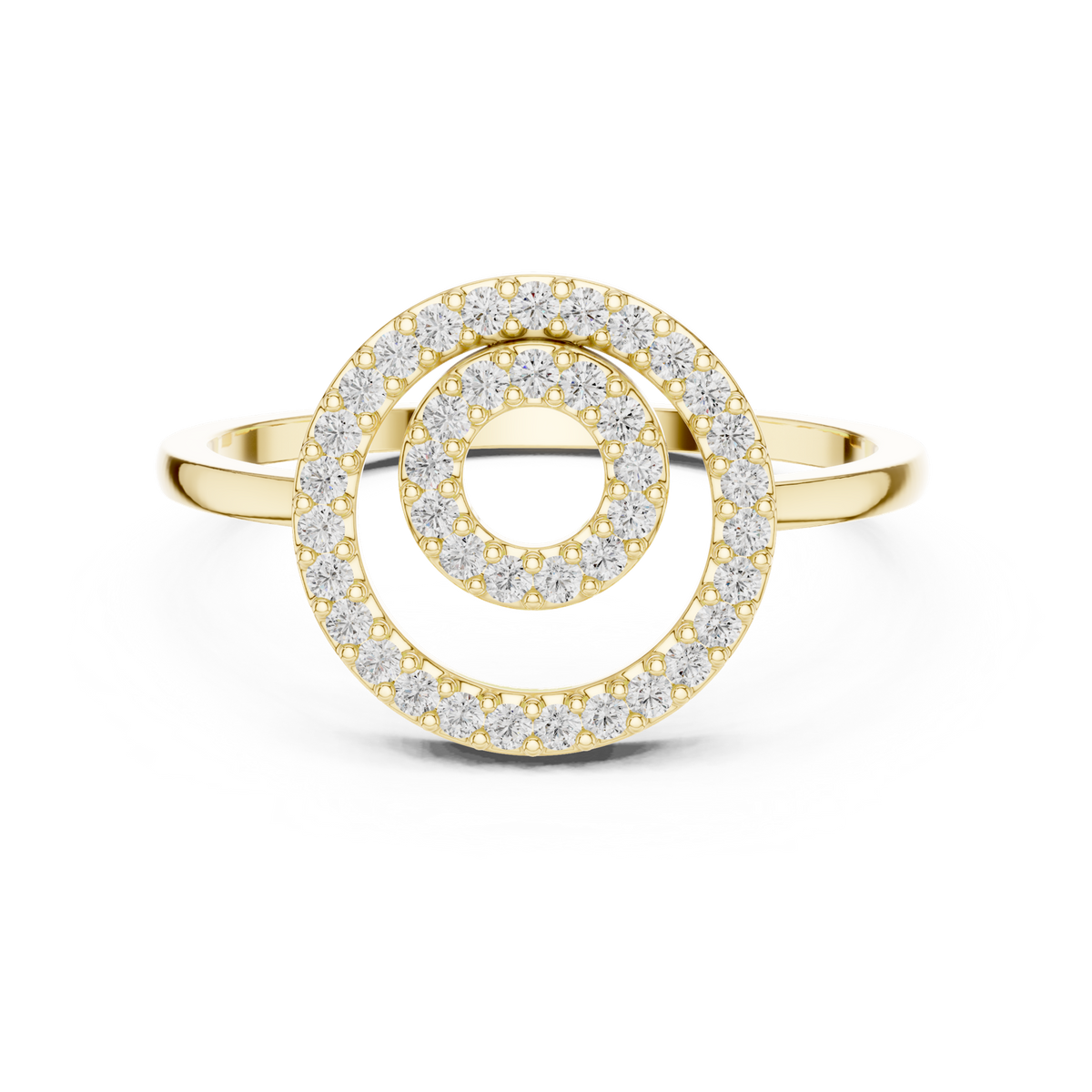 14K Solid Gold Lab Diamond Cluster Ring, Yellow Gold