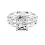 Gold Ring DDLR-441, Radiant center stone, White Gold, view 4