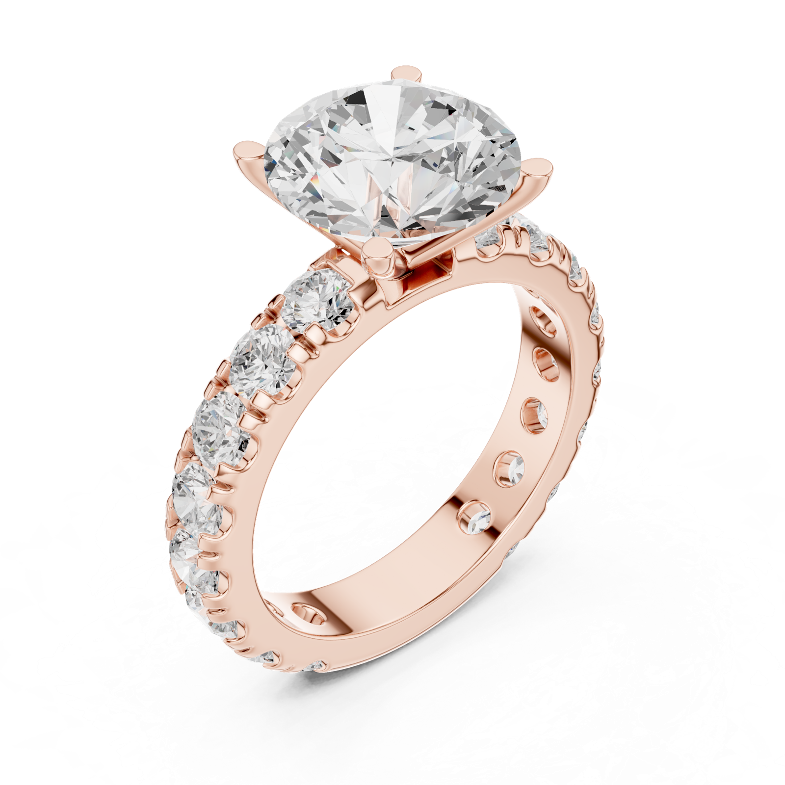 Gold Jewelry L35-63, Round center stone, Rose Gold, view 2