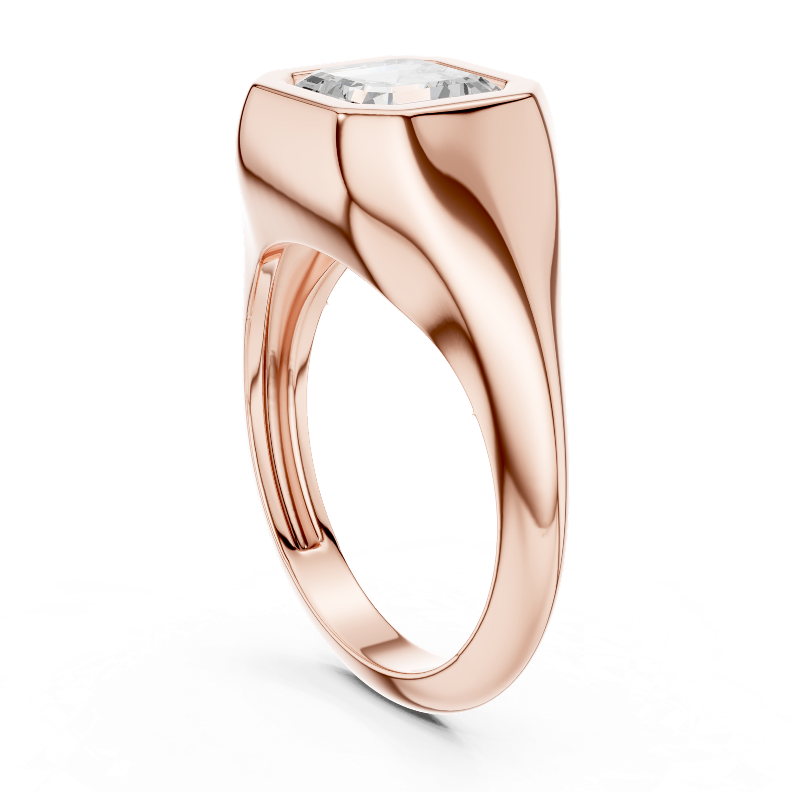 Gold Jewelry L36-4, Asscher center stone, Rose Gold, view 1