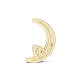 14K Solid Gold Lab Diamond Moon Pendant Necklace, Yellow Gold