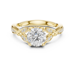 Gold Ring DDLR-257, Round center stone, Yellow Gold, view 4