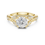 Gold Ring DDLR-257, Round center stone, Yellow Gold, view 4