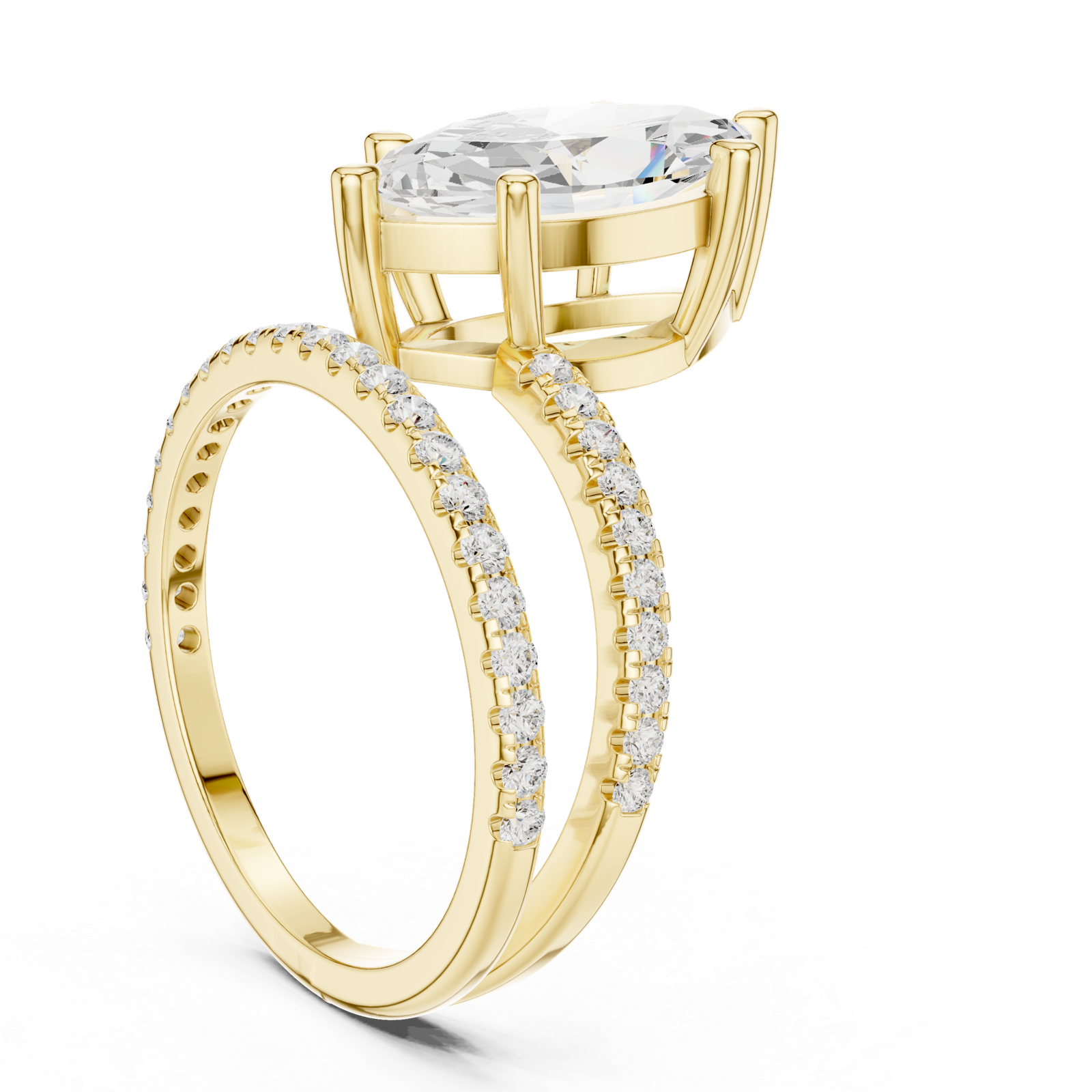 Gold Jewelry L35-39, Marquise center stone, Yellow Gold, view 1