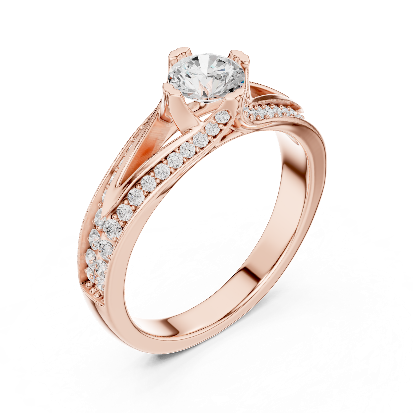 Gold Ring LR-0305, Rose Gold, view 2