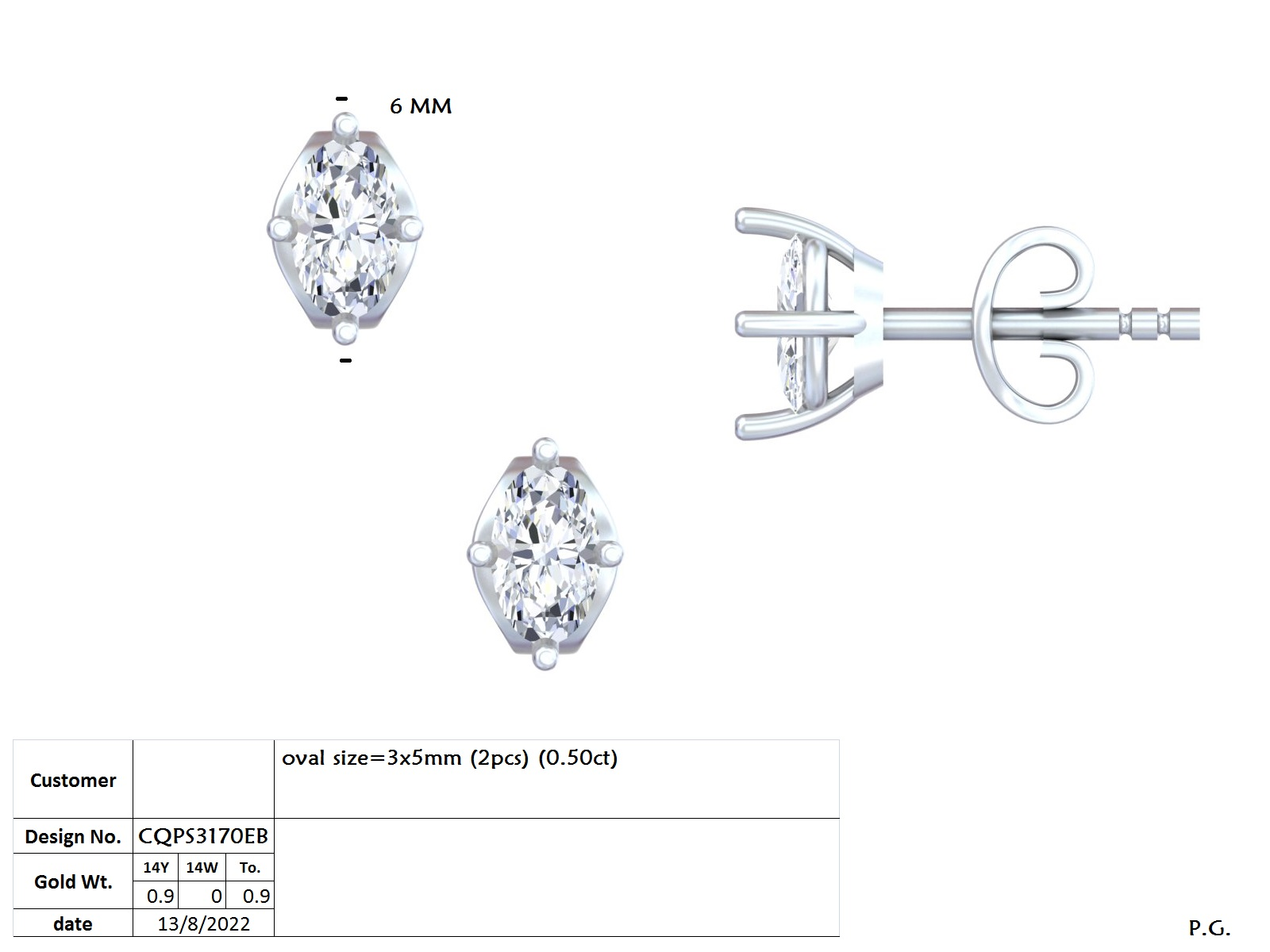 14K Solid Gold Lab Diamond Stud Earrings, Yellow Gold, view 50