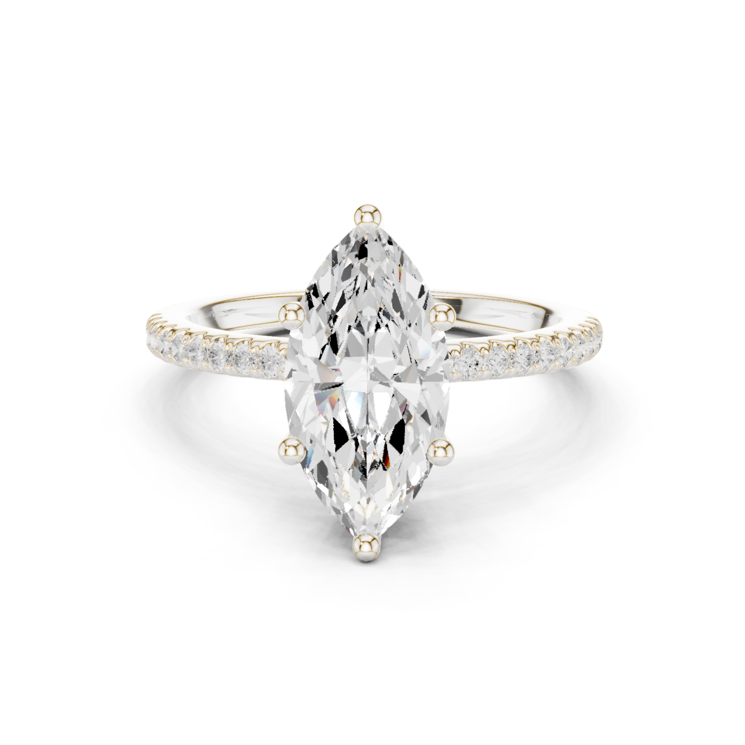 Gold Ring DDLR-177, Marquise center stone, White Gold