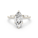 Gold Ring DDLR-177, Marquise center stone, White Gold
