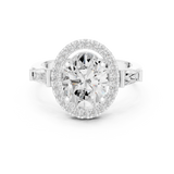 Gold Ring DDLR-342, Oval center stone, White Gold, view 4