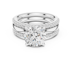 Gold Ring DDLR-302, Round center stone, White Gold, view 4
