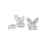 14K Solid Gold Lab Diamond Butterfly Cluster Earrings, White Gold, view 1