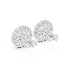 14K Solid Gold Lab Diamond Halo Earrings, White Gold, view 3