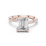 Gold Ring DDLR-167, Emerald center stone, Rose Gold
