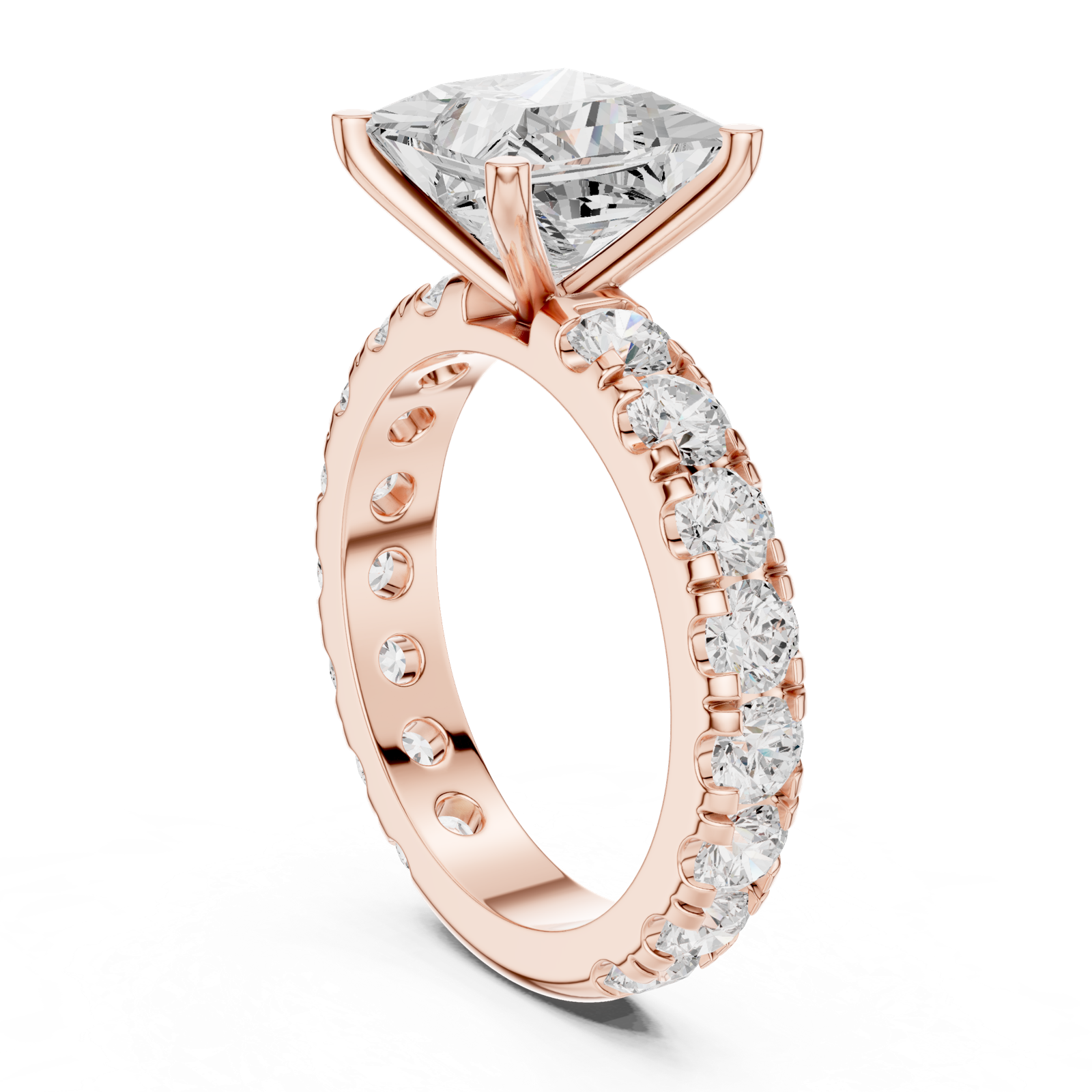 Gold Jewelry L35-63, Princess center stone, Rose Gold, view 1