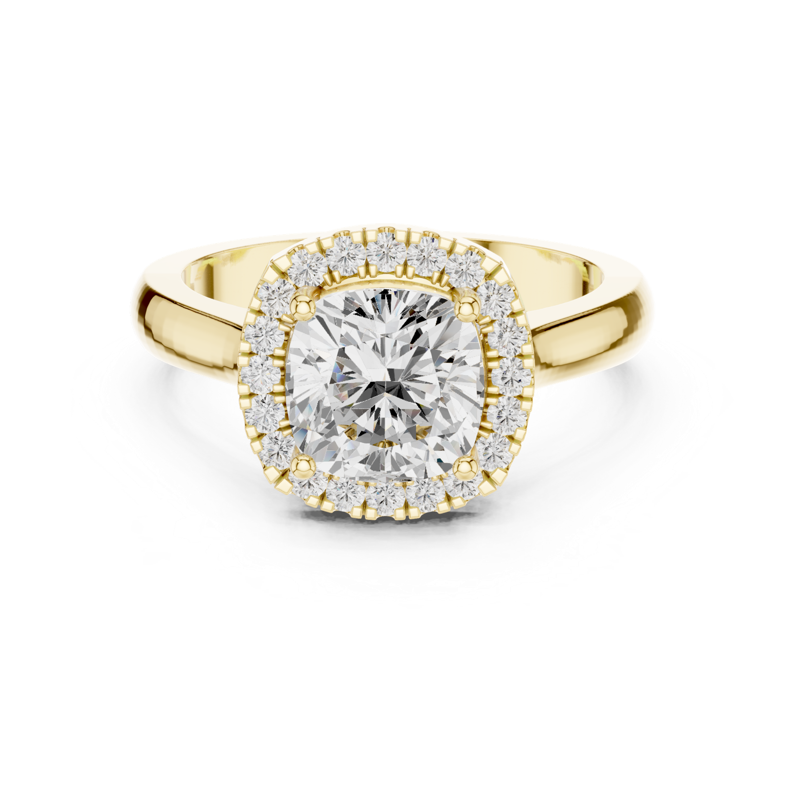 Gold Ring, Cushion center stone, Yellow Gold, view 4