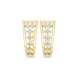 14K Solid Gold Lab Diamond Cluster Earrings, Yellow Gold