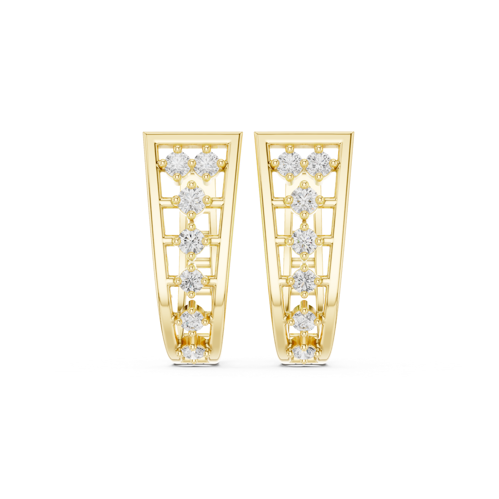 14K Solid Gold Lab Diamond Cluster Earrings, Yellow Gold