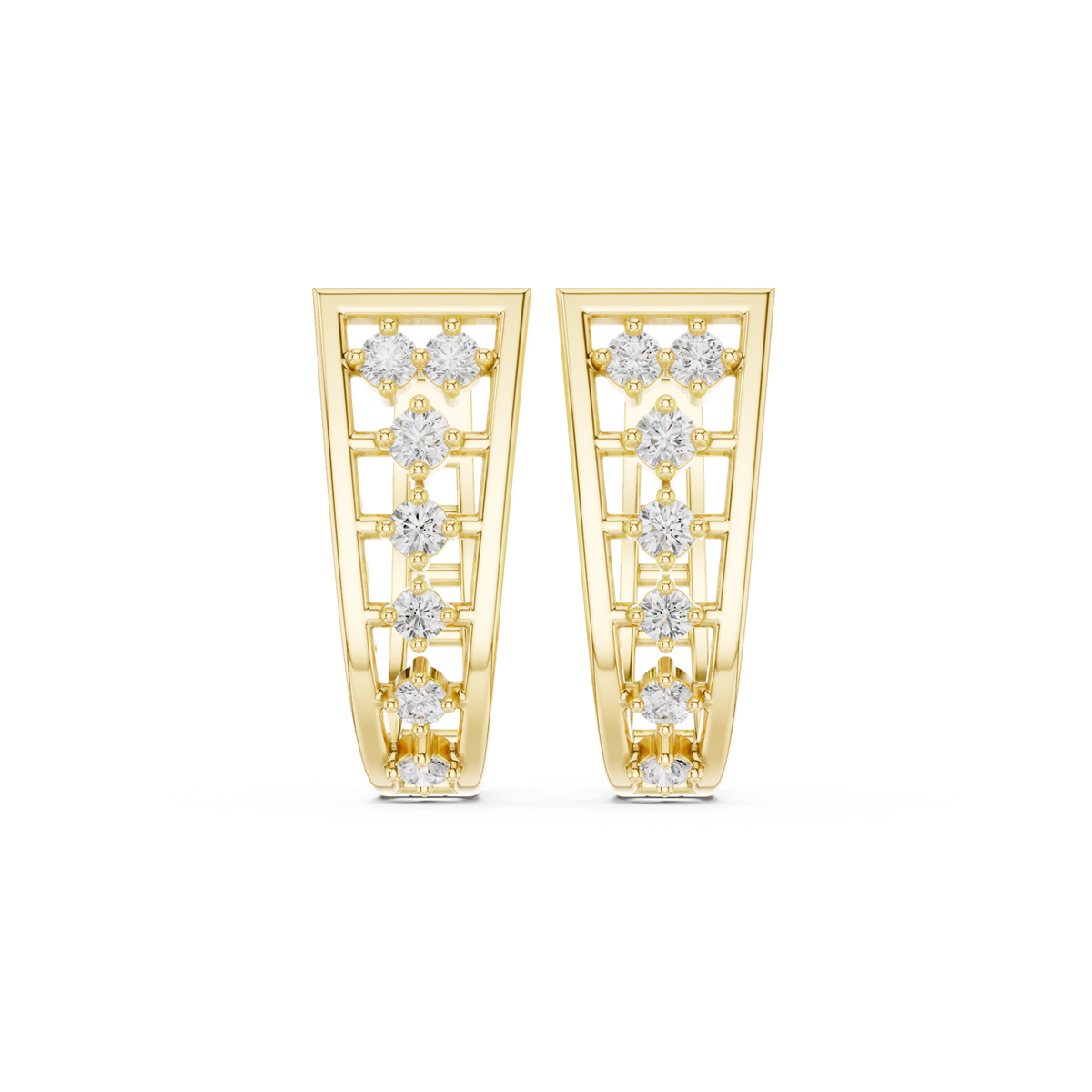 14K Solid Gold Lab Diamond Cluster Earrings, Yellow Gold