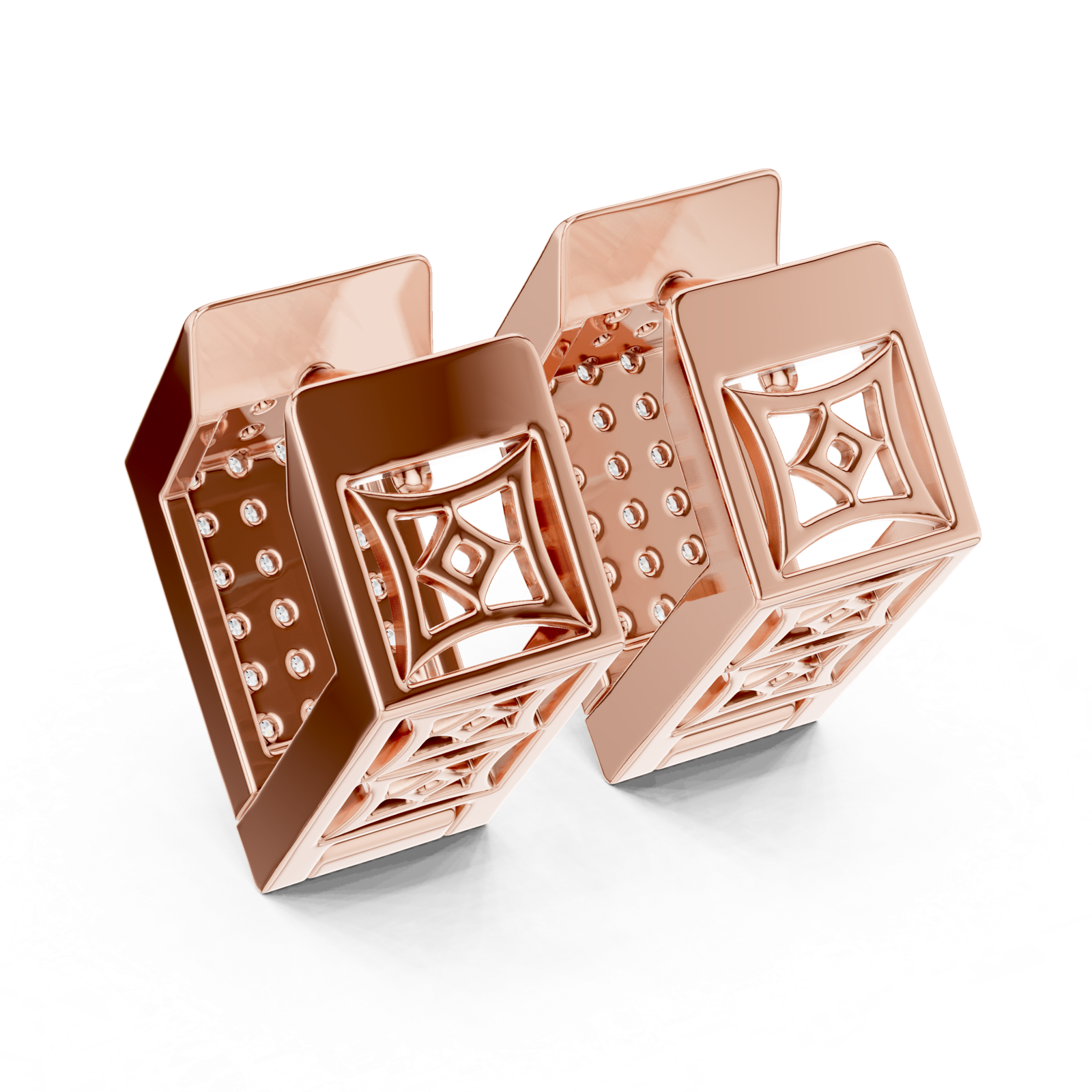 Gold Earrings L03-5, Rose Gold, view 3