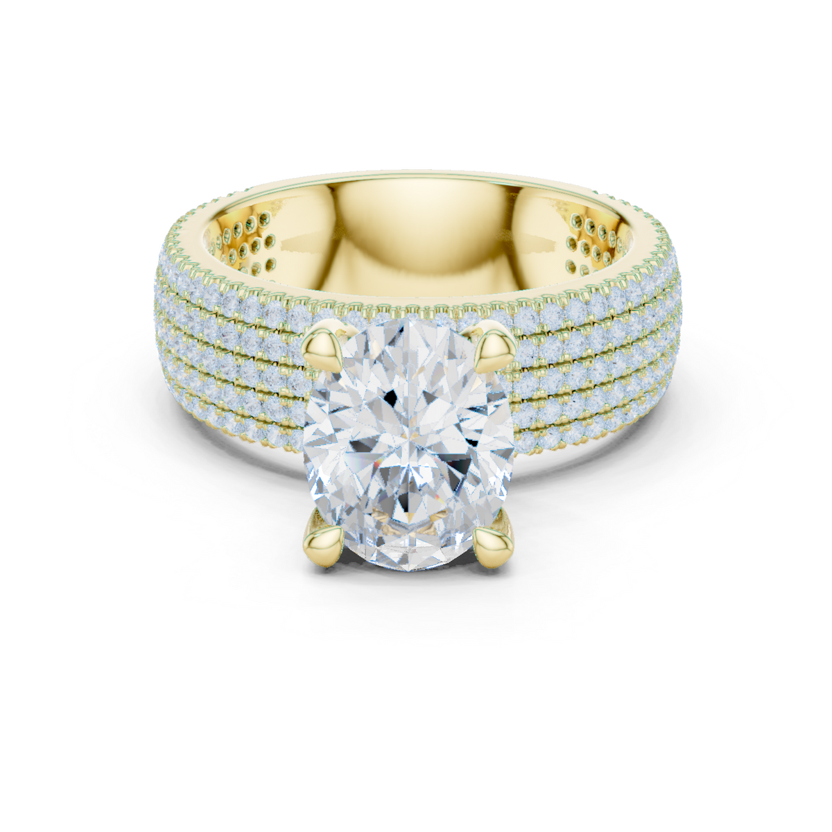 14K Solid Gold Lab Diamond Solitaire Ring, Yellow Gold