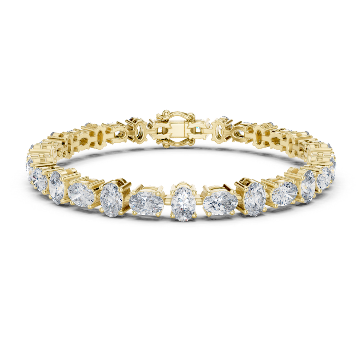 14K Solid Gold Lab Diamond Bracelet, Yellow Gold