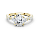 Gold Ring DDLR-037, Oval center stone, Yellow Gold