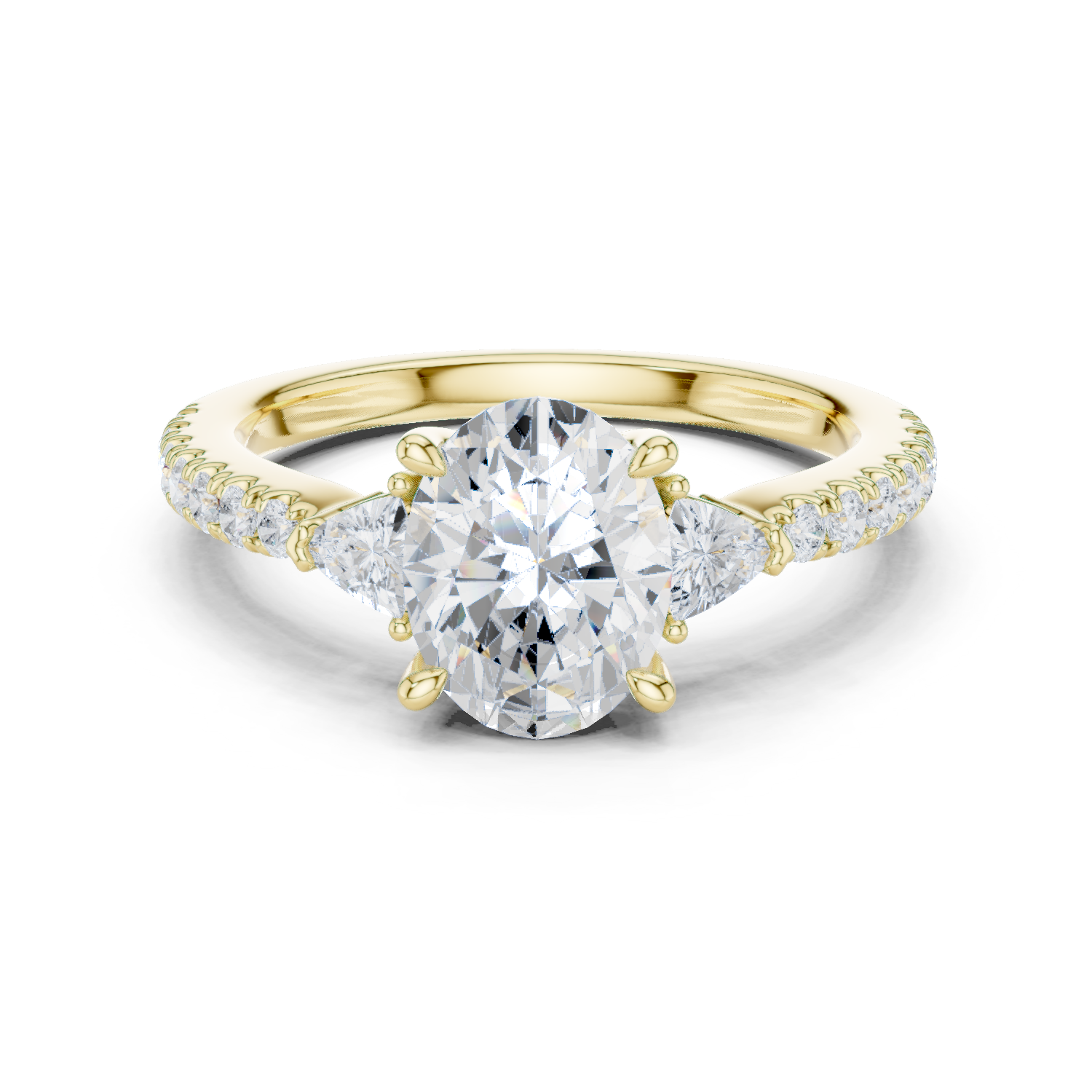 Gold Ring DDLR-037, Oval center stone, Yellow Gold