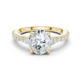 Gold Ring DDLR-037, Oval center stone, Yellow Gold