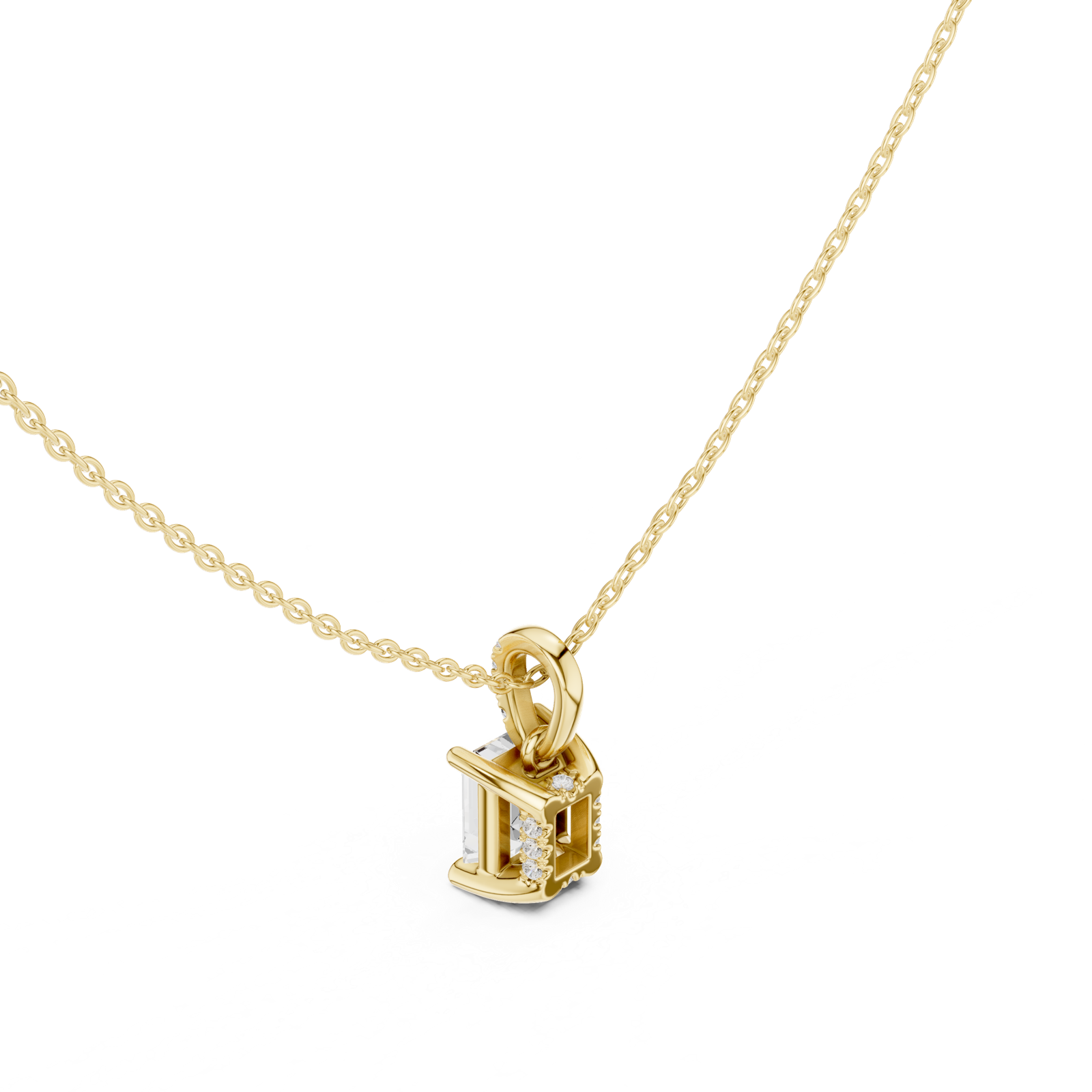 Gold Jewelry, Emerald center stone, Yellow Gold, view 2