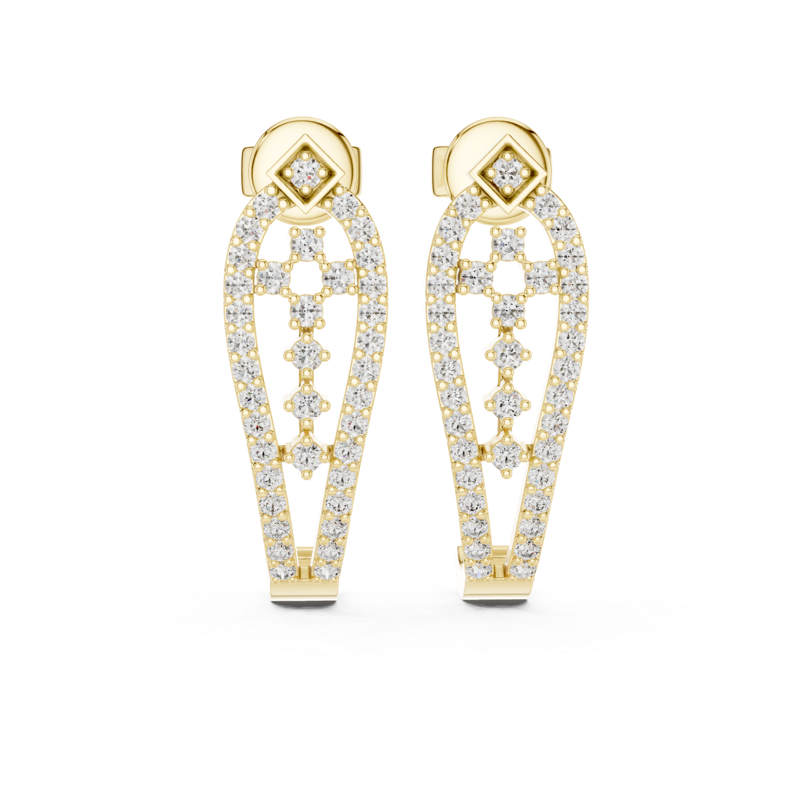 Gold Earrings L03-27, Yellow Gold, view 4