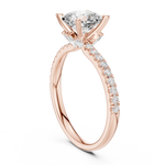 Gold Ring, Cushion center stone, Rose Gold, view 1