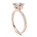 Gold Ring, Cushion center stone, Rose Gold, view 1