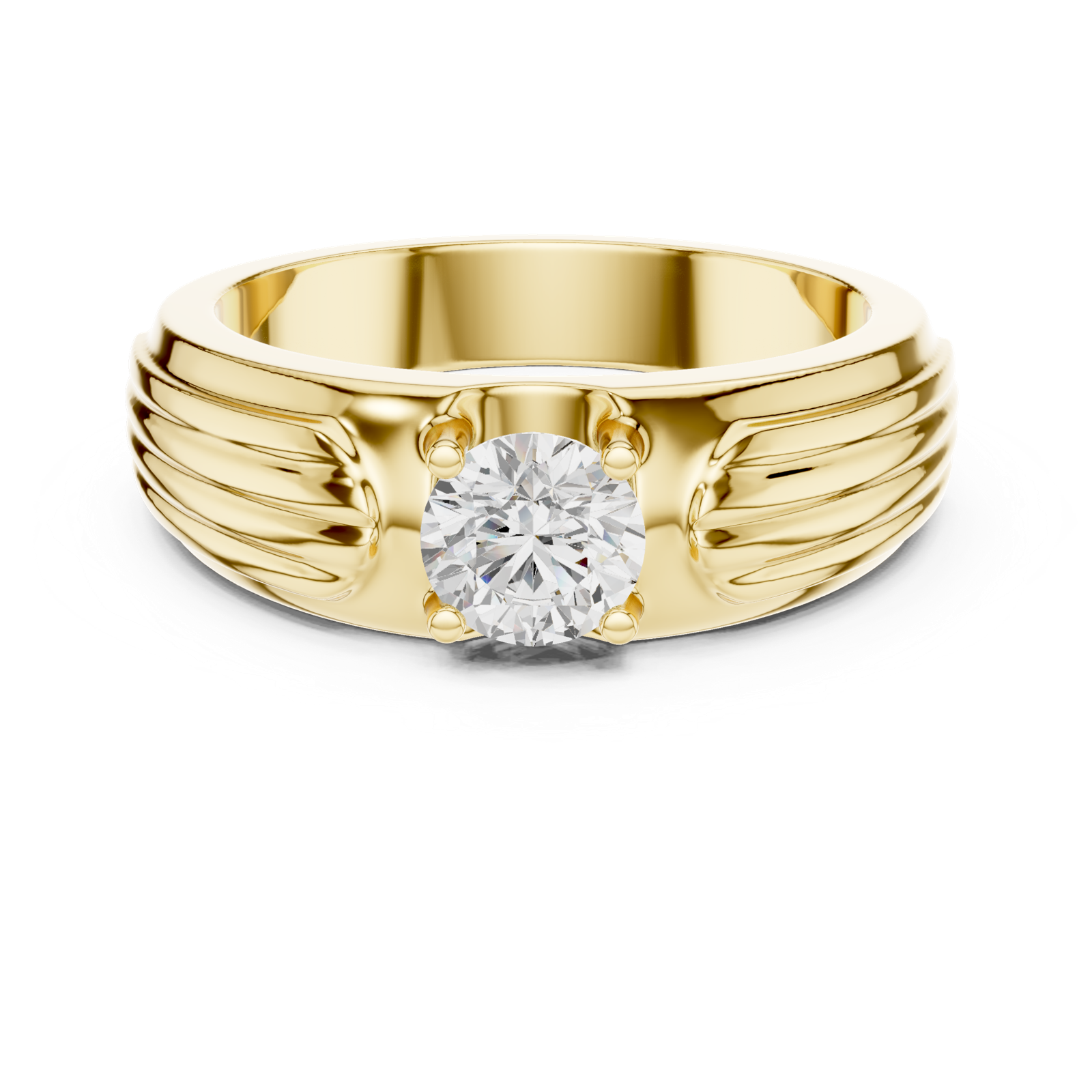 14K Solid Gold Lab Diamond Solitaire Ring, Yellow Gold, view 4