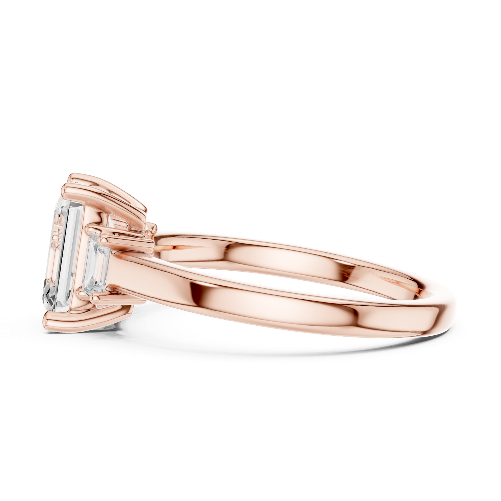 Gold Ring DDLR-038, Emerald center stone, Rose Gold, view 3