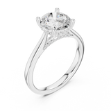 Gold Ring DDLR-163, Round center stone, White Gold, view 2