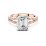 Gold Ring DDLR-252, Emerald center stone, Rose Gold, view 4