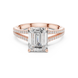 Gold Ring DDLR-252, Emerald center stone, Rose Gold, view 4