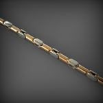 14K Solid Gold Men's Two-Tone Chain Necklace, Yellow Gold