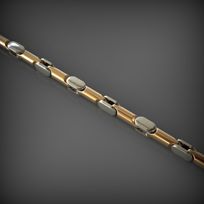 14K Solid Gold Men's Two-Tone Chain Necklace, Yellow Gold