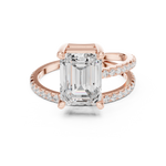 Gold Jewelry, Emerald center stone, Rose Gold, view 4