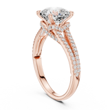 Gold Ring DDLR-252, Cushion center stone, Rose Gold, view 1