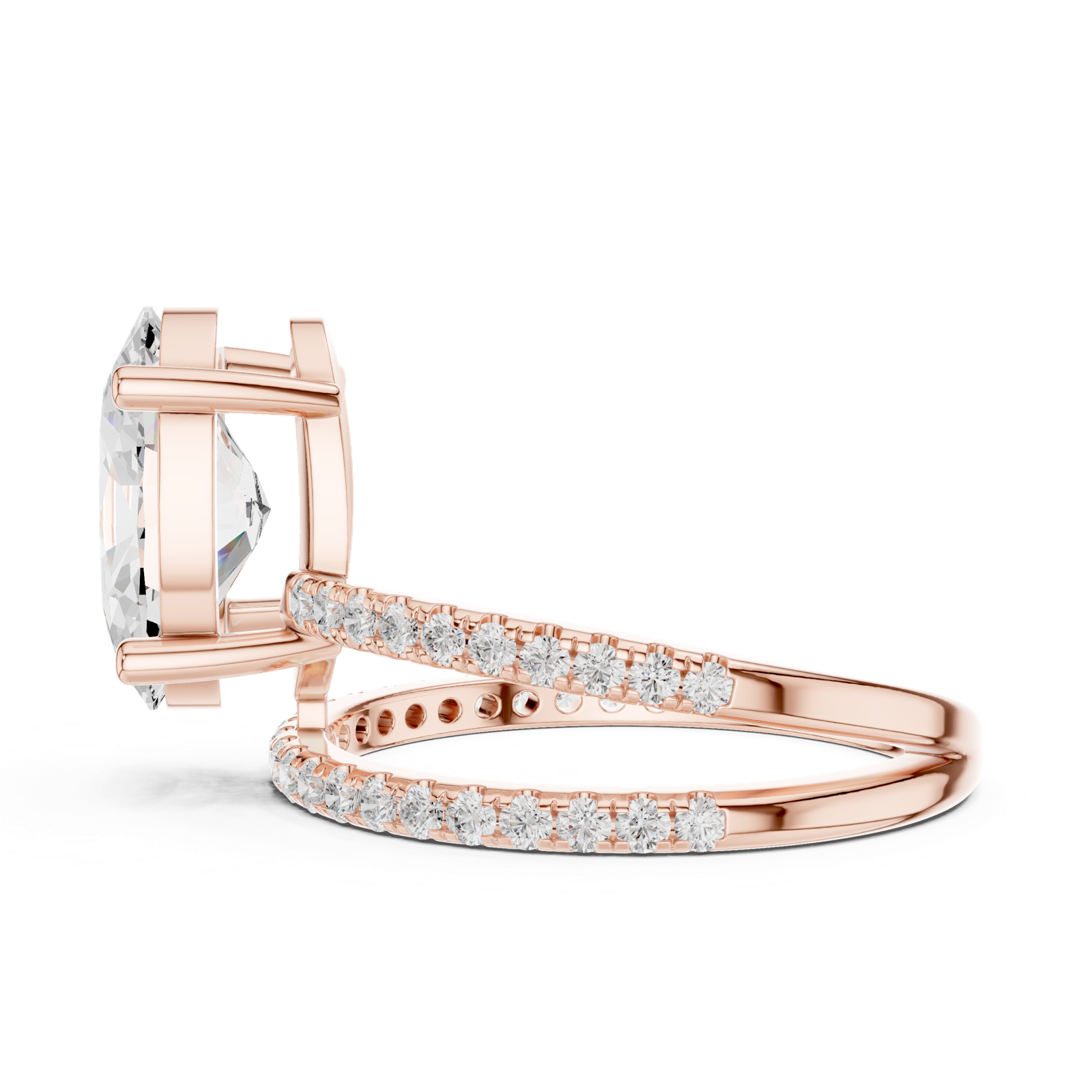 Gold Jewelry L35-39, Oval center stone, Rose Gold, view 3