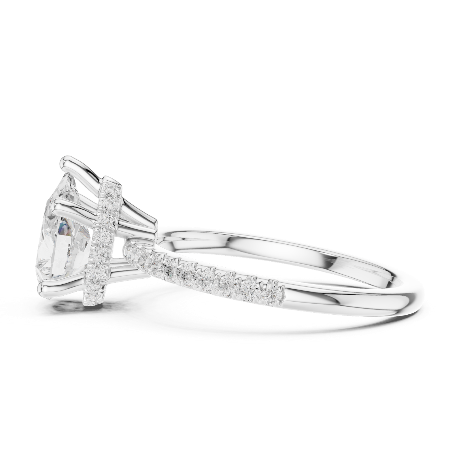 Gold Ring DDLR-177, Pear center stone, White Gold, view 3