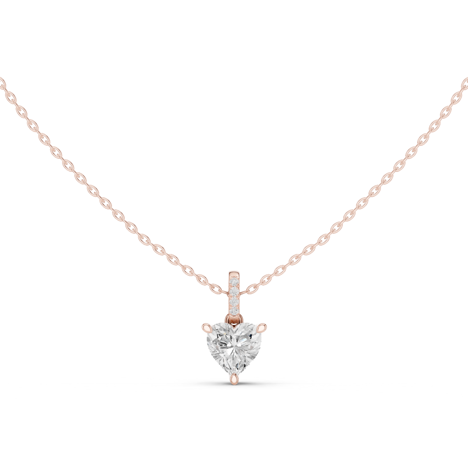 Gold Jewelry DDPO-009, Heart center stone, Rose Gold