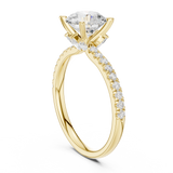 Gold Ring DDLR-256, Round center stone, Yellow Gold, view 1