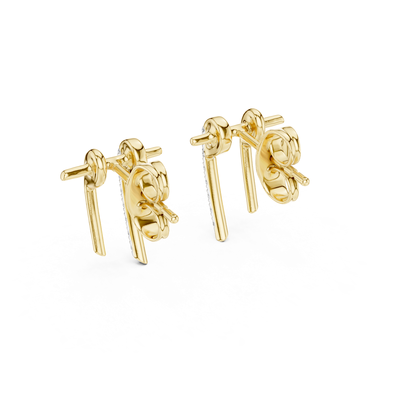 Gold Earrings 12-10009@E, Yellow Gold, view 3