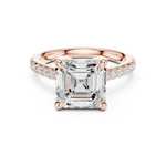 Gold Ring, Asscher center stone, Rose Gold, view 4