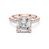 Gold Ring, Asscher center stone, Rose Gold, view 4